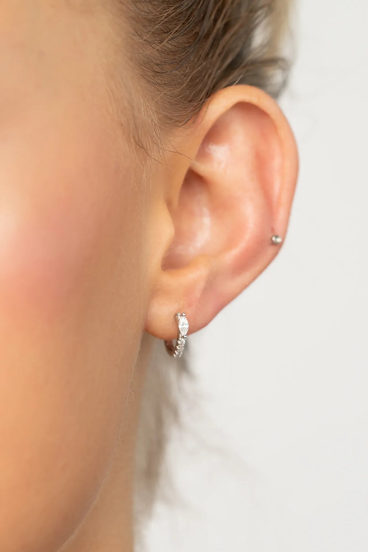 Halo Huggie Hoop Earrings | Silver Main image