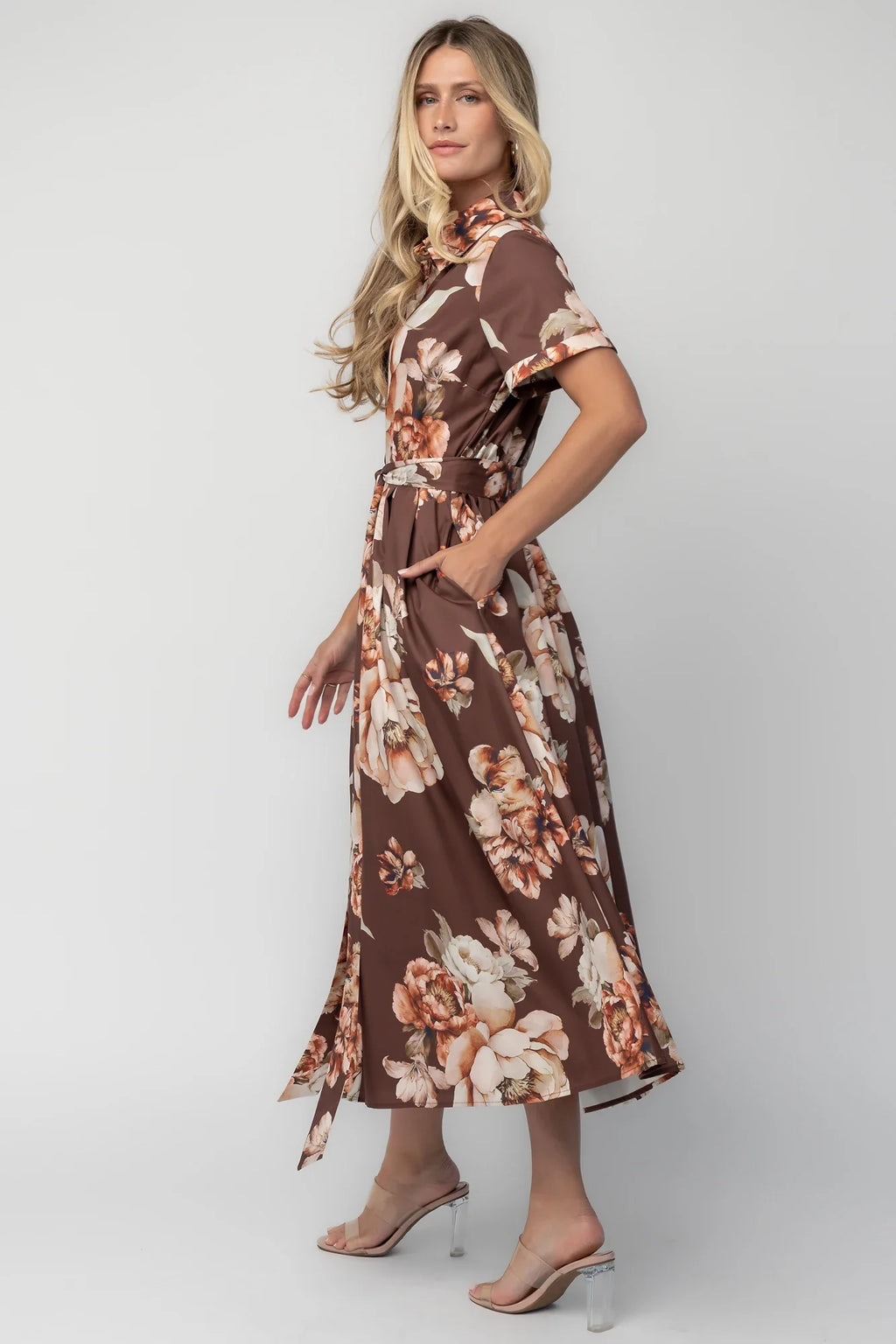 Blythe Midi Dress | Brown Floral