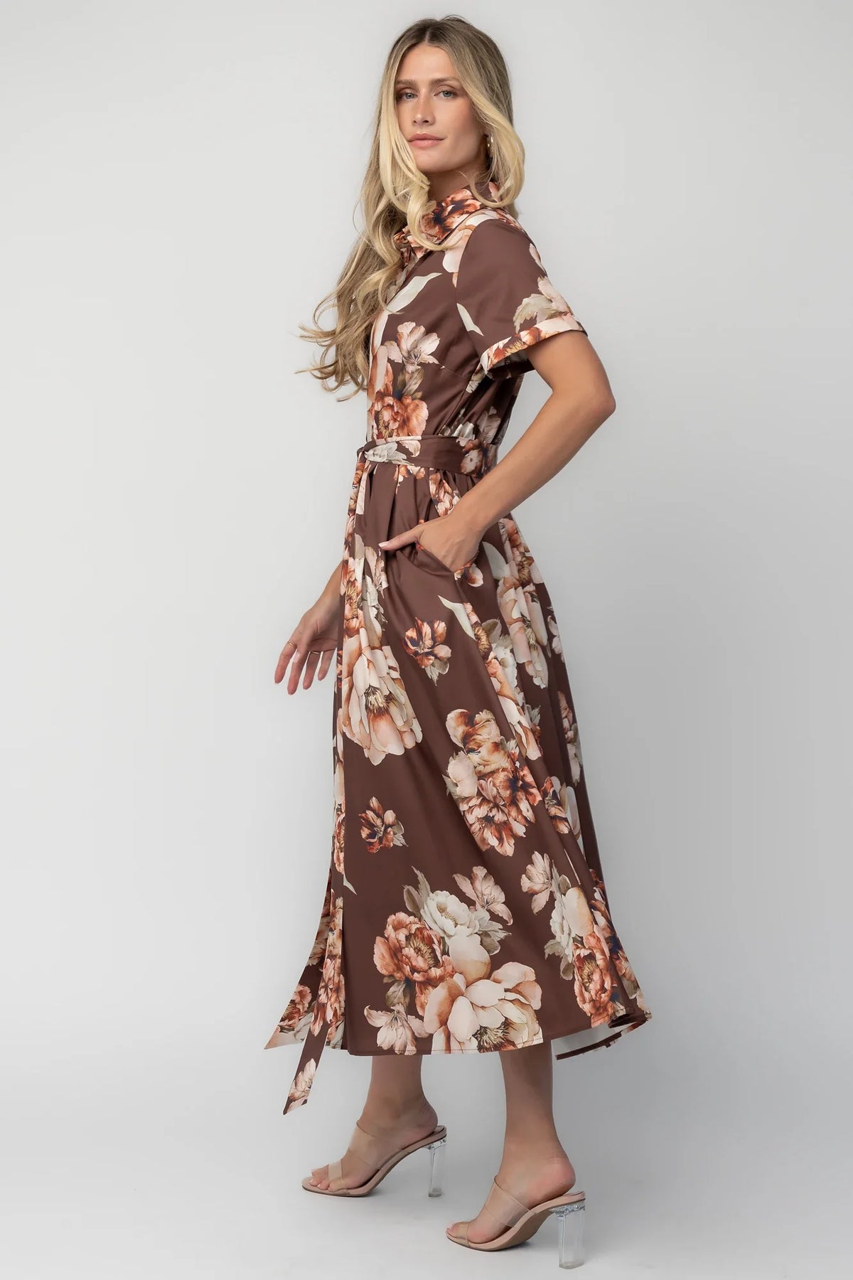 Blythe Midi Dress | Brown Floral