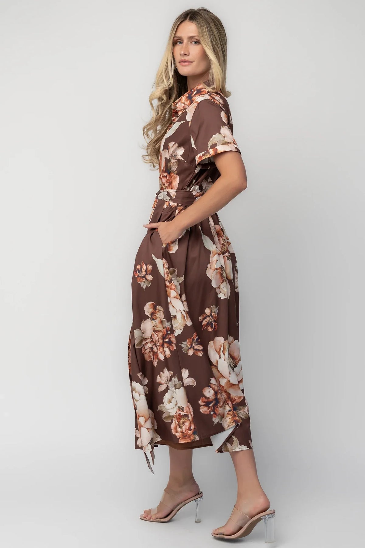 Blythe Midi Dress | Brown Floral