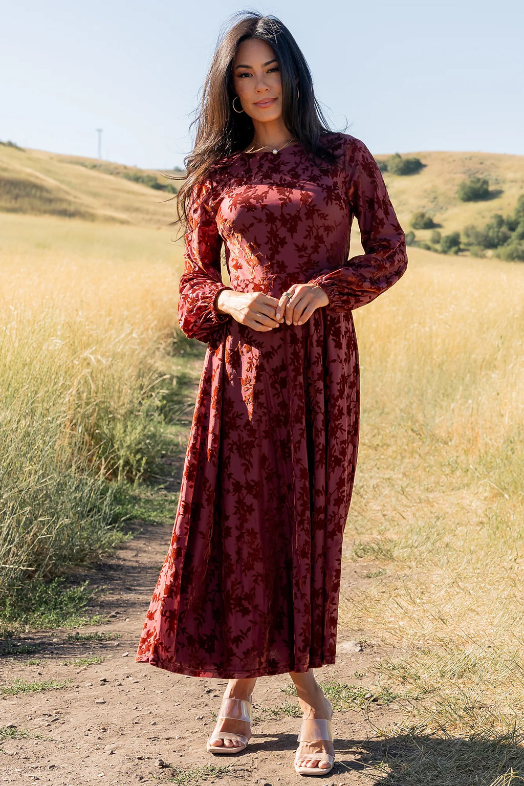 Thora Velvet Dress | Copper Floral