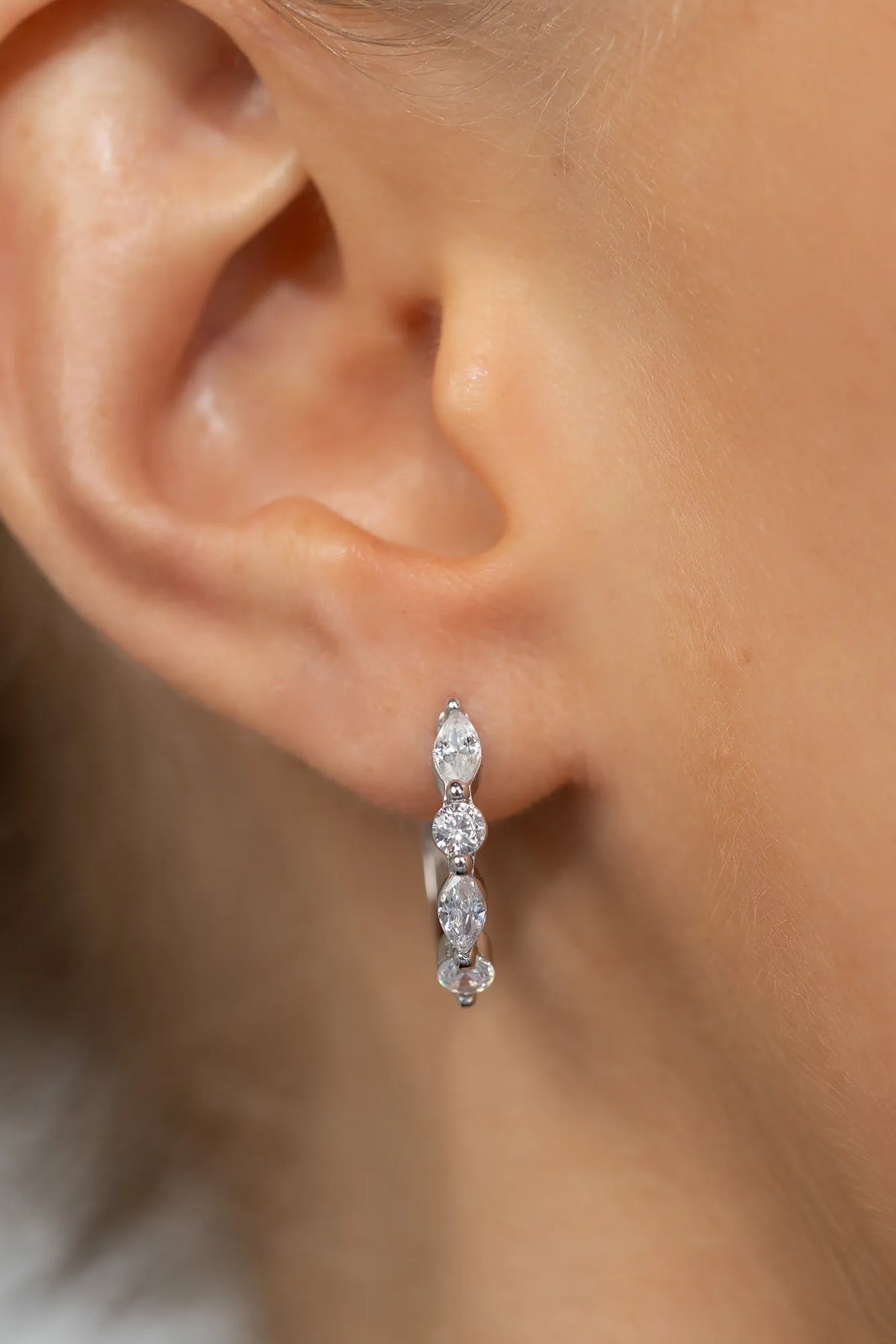 Aria Crystal Hoop Earrings | Silver Main image