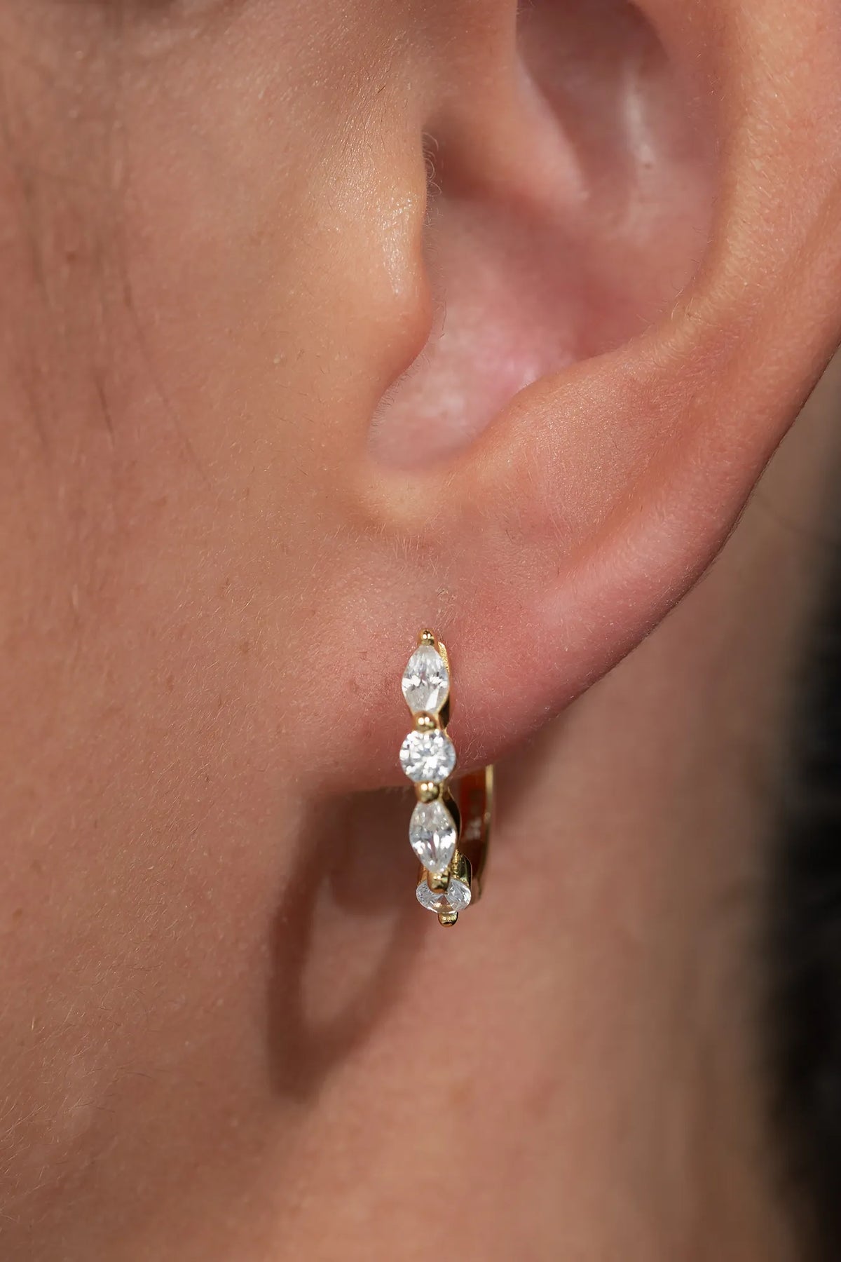 Aria Crystal Hoop Earrings | Gold Main image