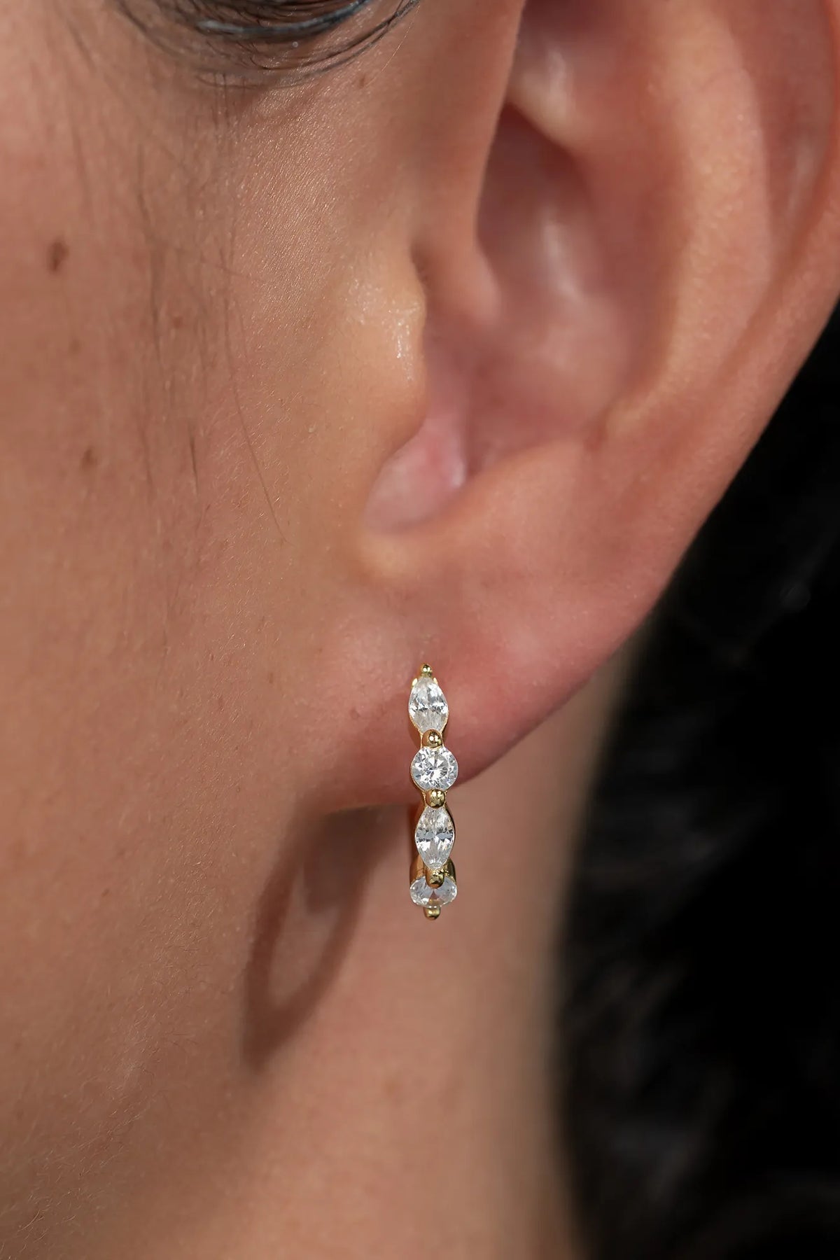 Aria Crystal Hoop Earrings | Gold