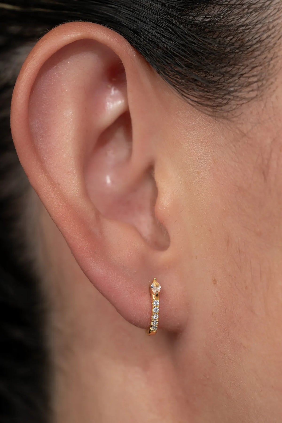 Halo Huggie Hoop Earrings | Gold Main image