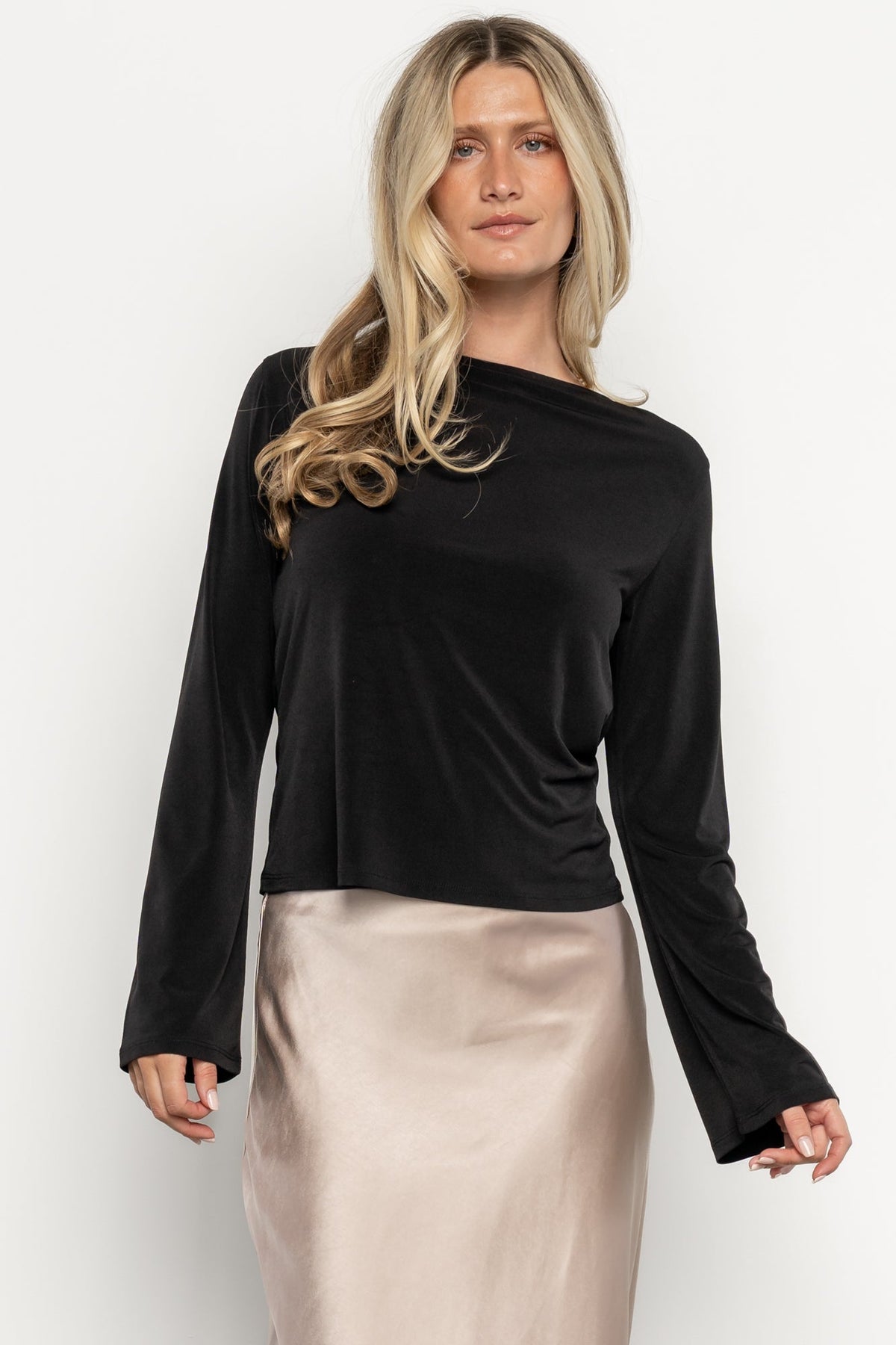 Tasia Drape Back Top | Black Main image