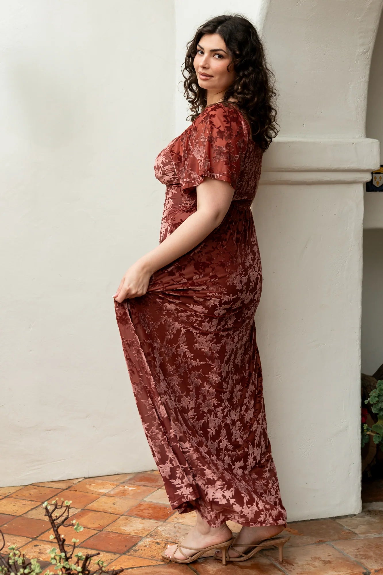 Everley Velvet Maxi Dress | Cinnamon Secondary image
