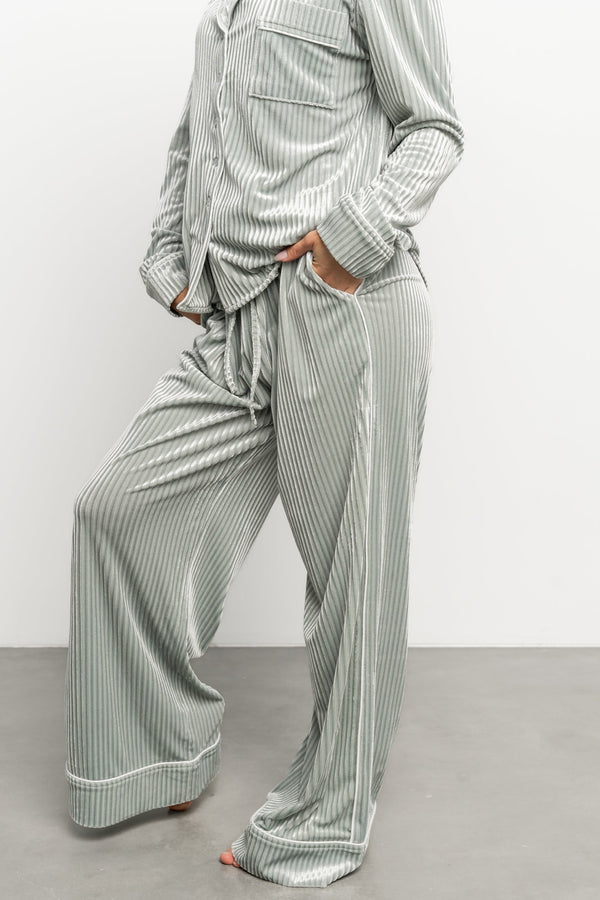 Klara Ribbed Velvet Pajama Set | Sage