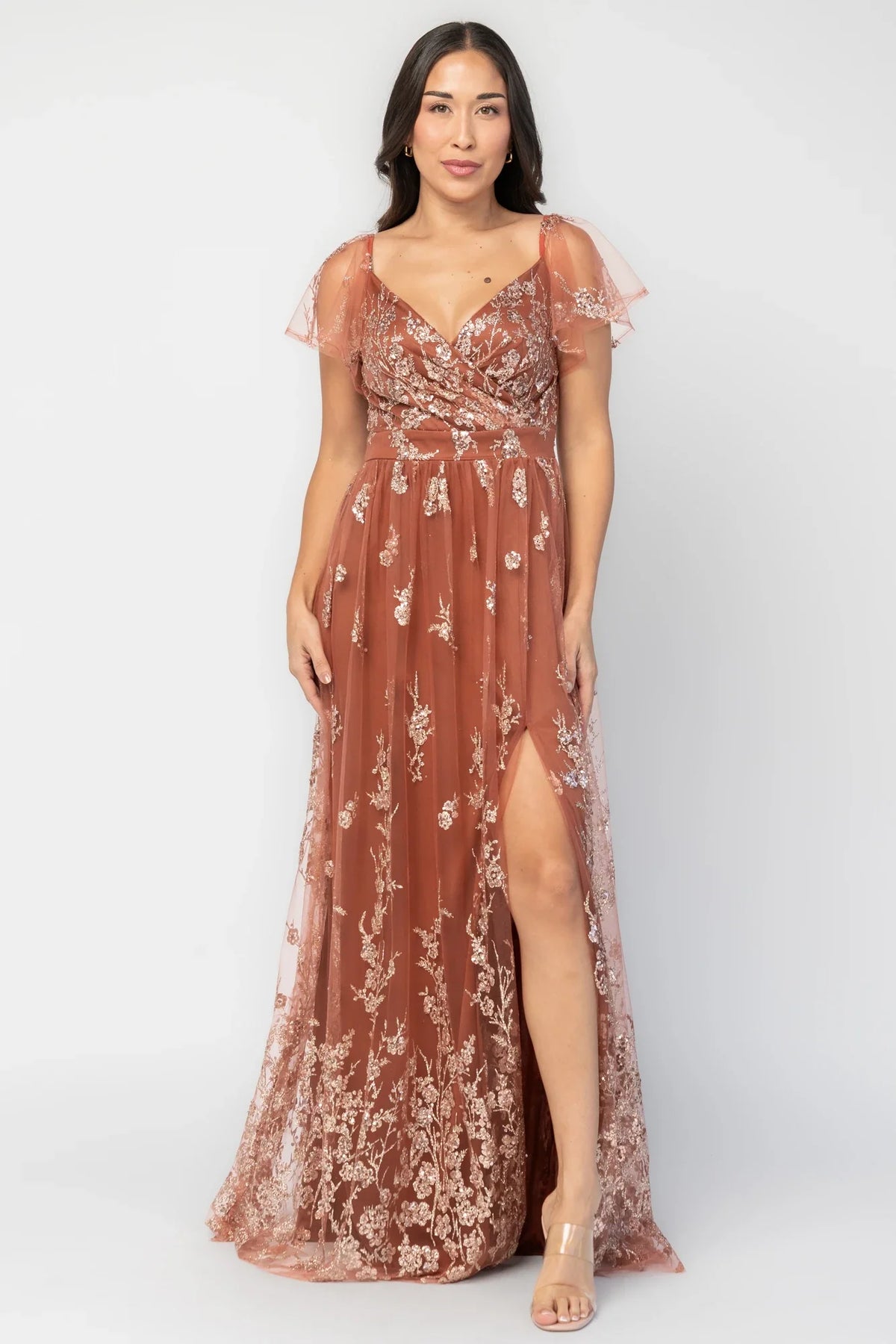 Esmerelda Shimmer Gown | Terracotta Main image