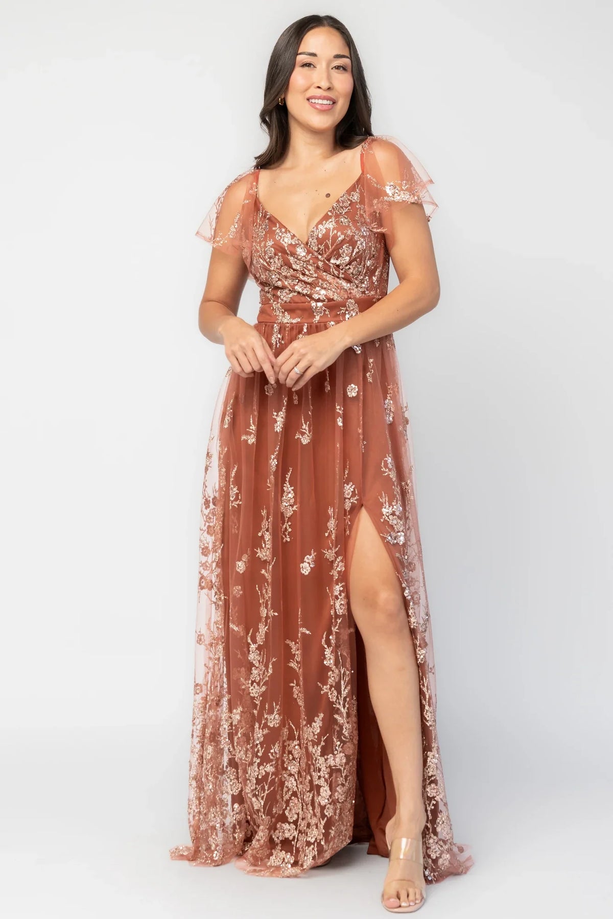 Esmerelda Shimmer Gown | Terracotta