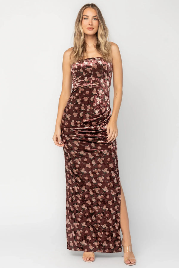 Philippa Velvet Maxi Dress | Berry Floral