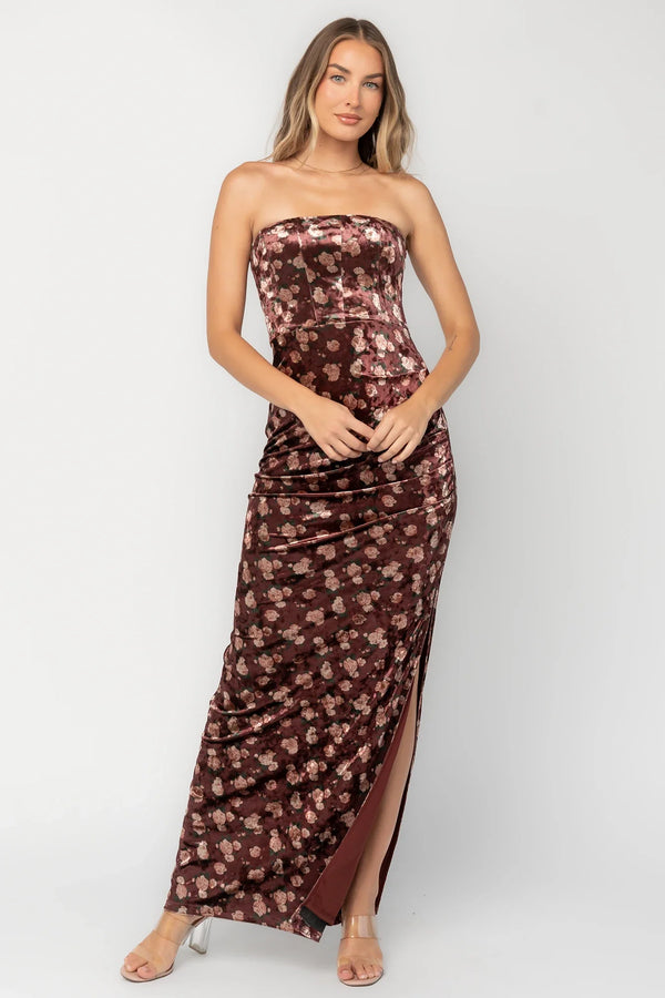 Philippa Velvet Maxi Dress | Berry Floral