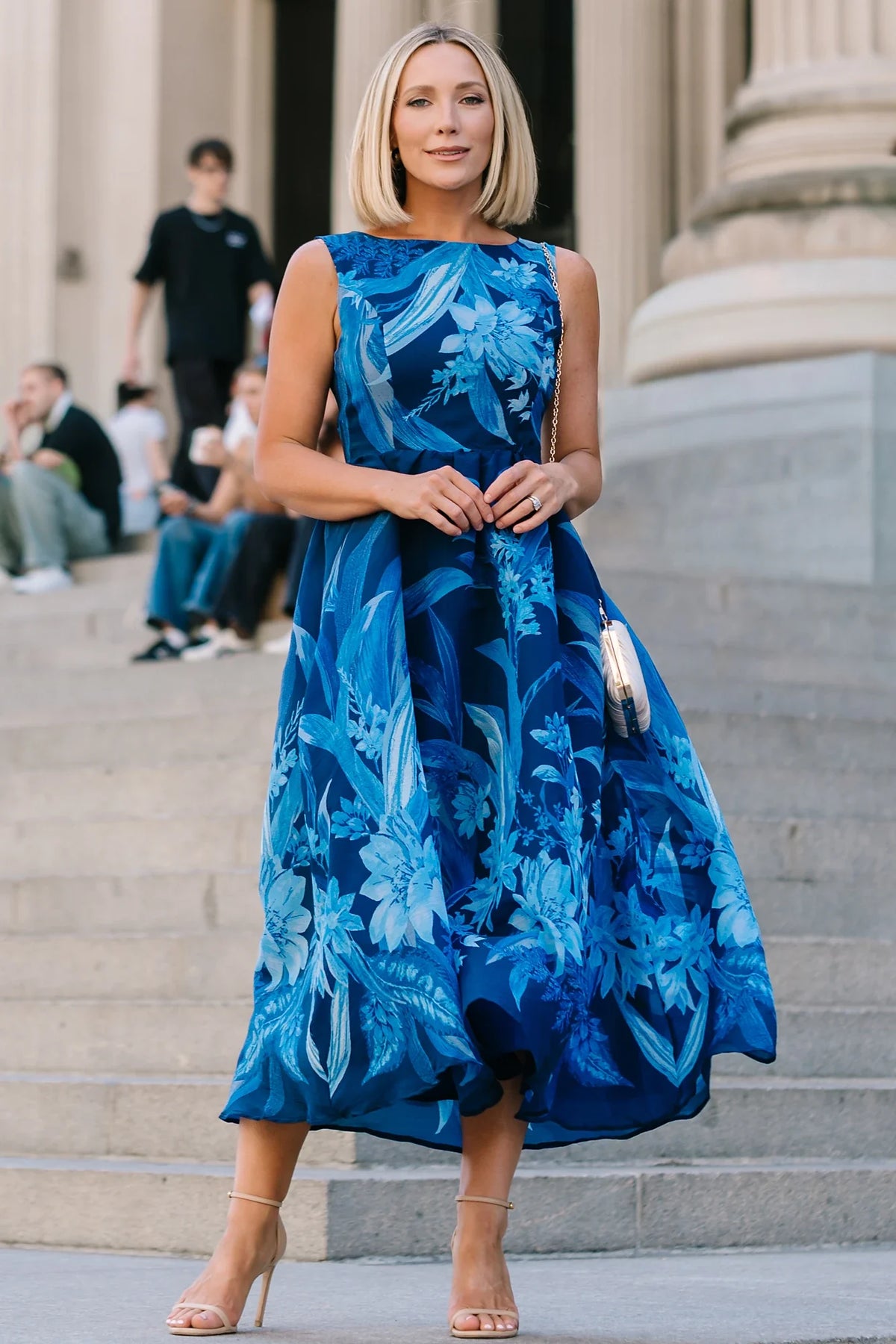 Hudson Midi Dress | Dark Blue Multi Main image