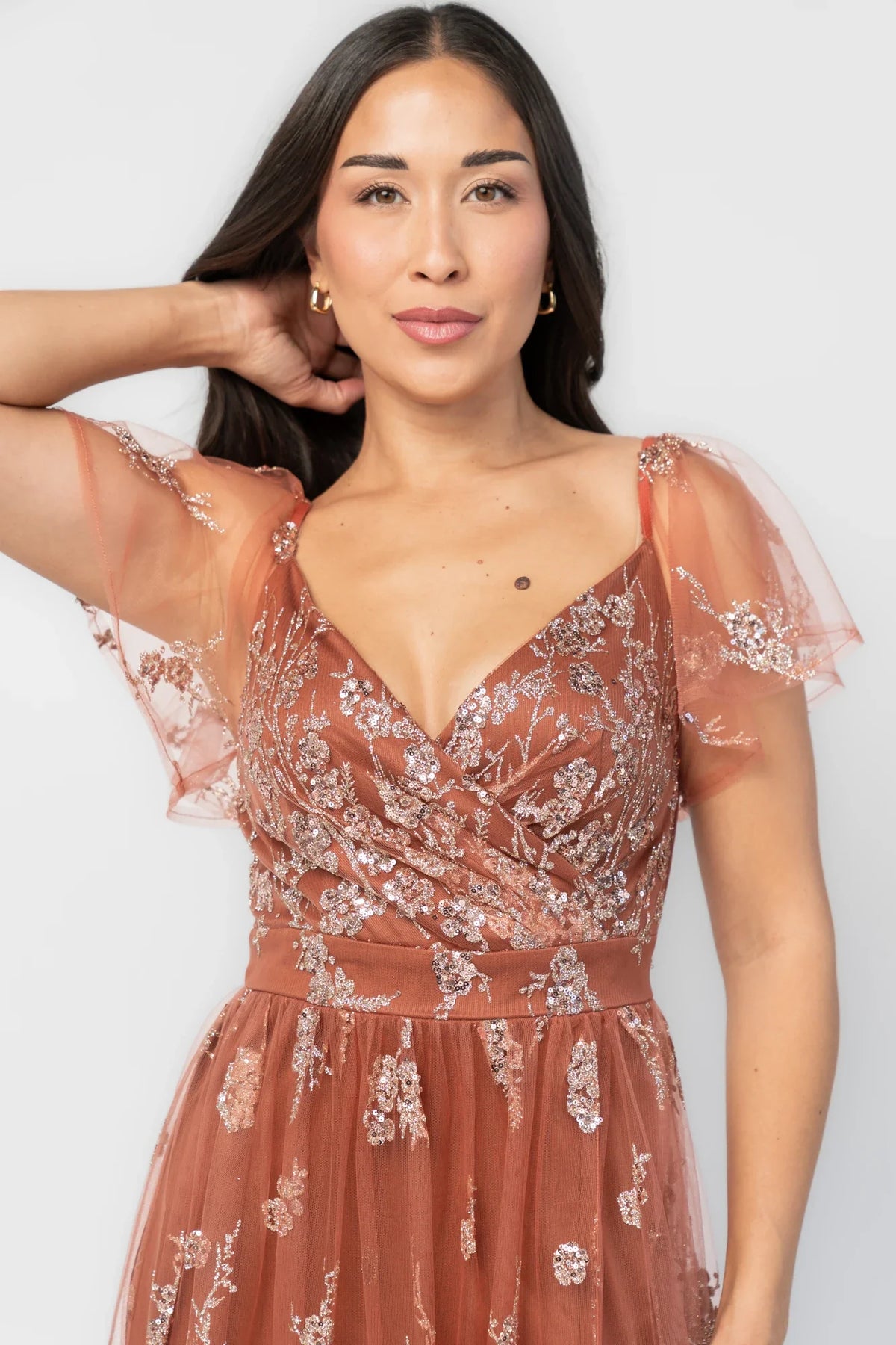 Esmerelda Shimmer Gown | Terracotta