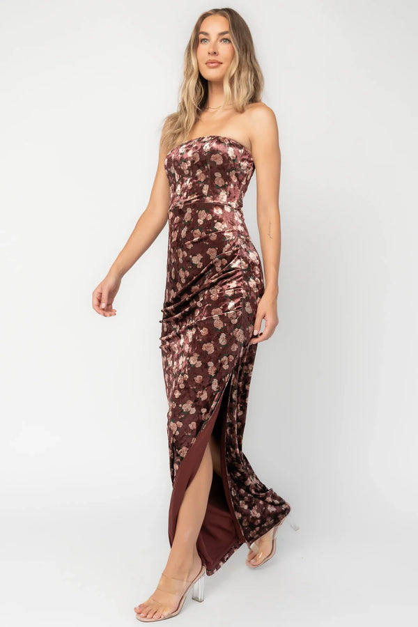 Philippa Velvet Maxi Dress | Berry Floral