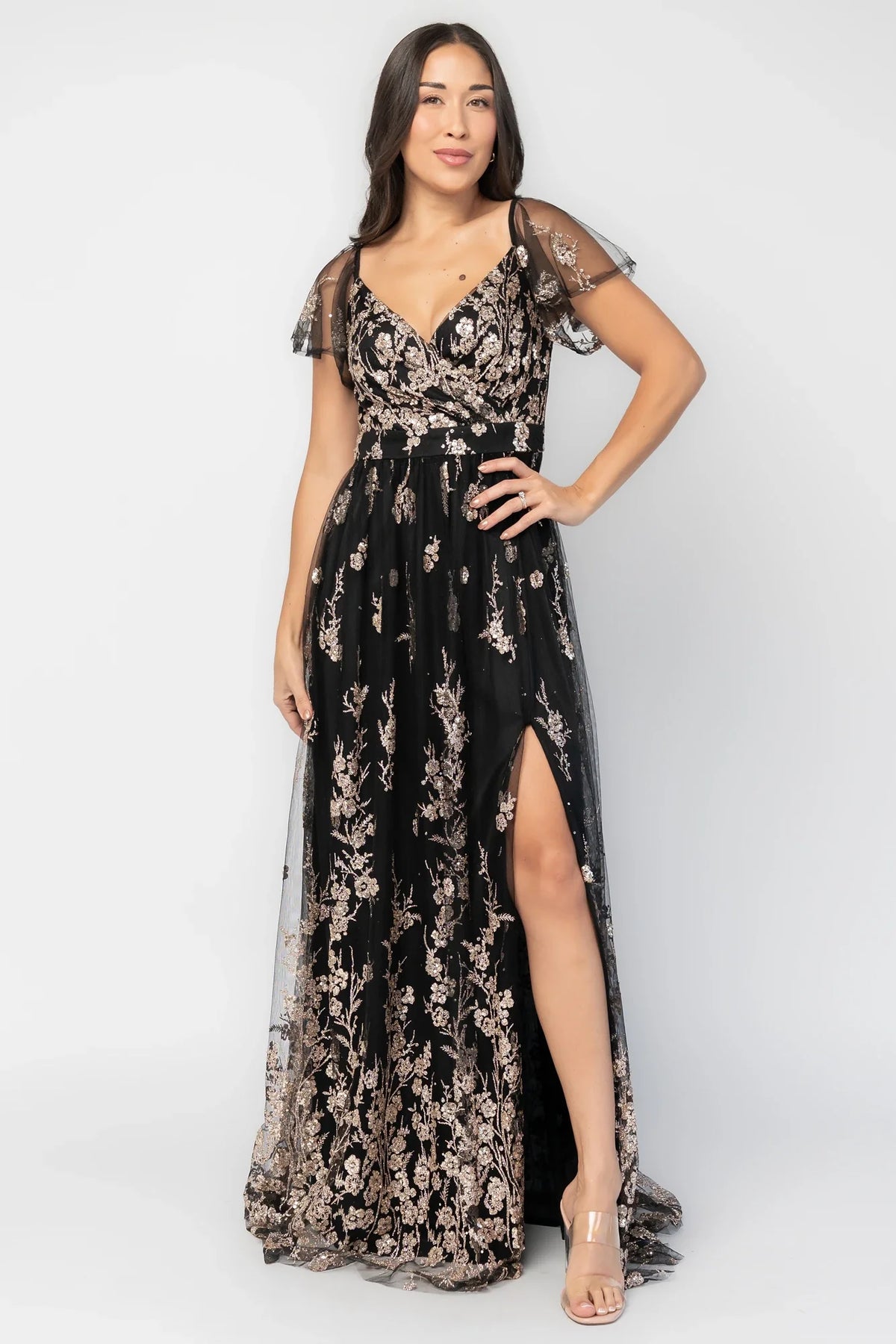 Esmerelda Shimmer Gown | Black + Rose Main image