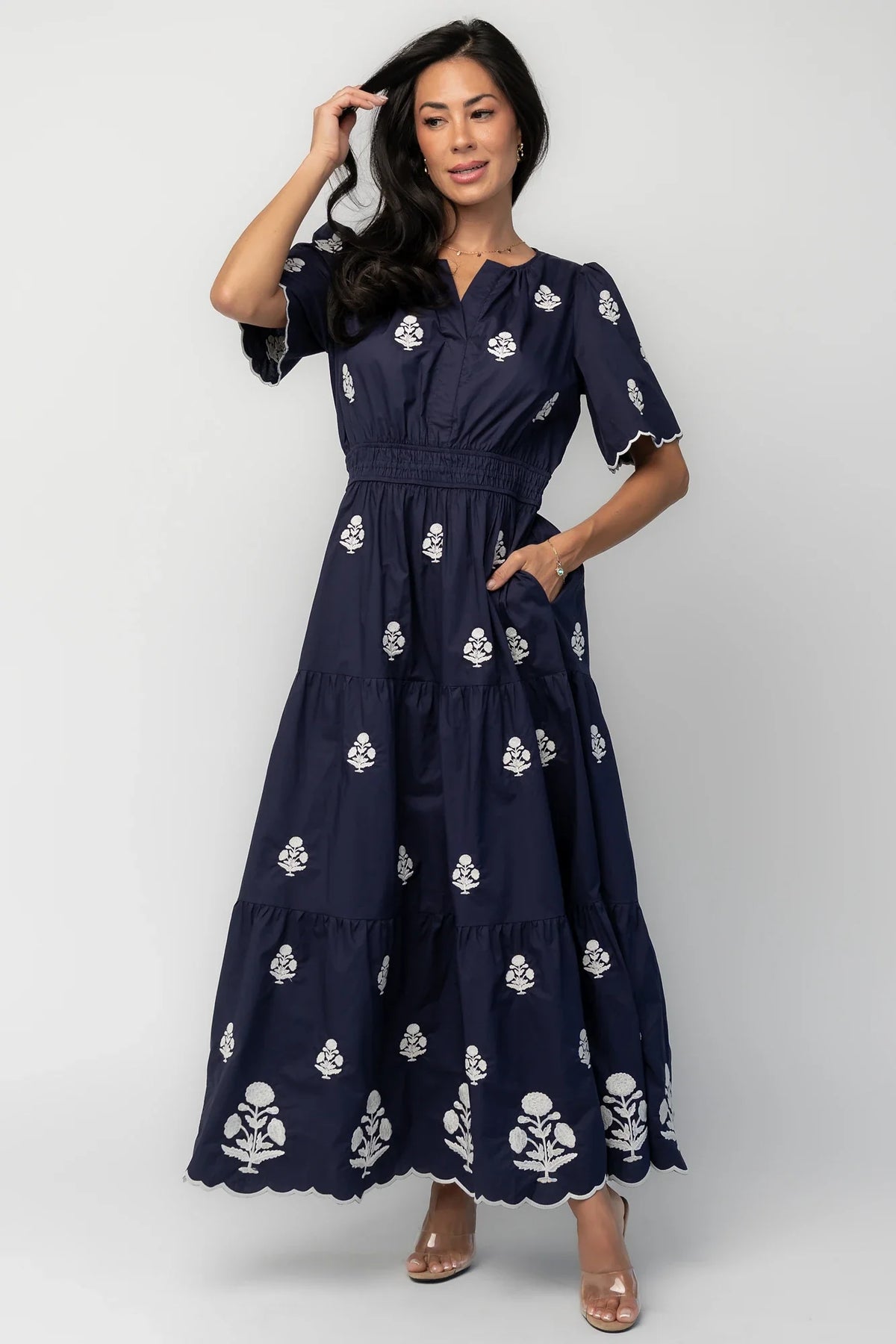 Delilah Embroidered Maxi Dress | Navy Main image