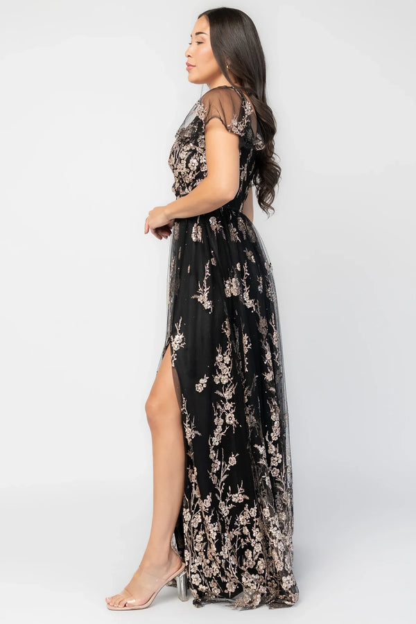 Esmerelda Shimmer Gown | Black + Rose