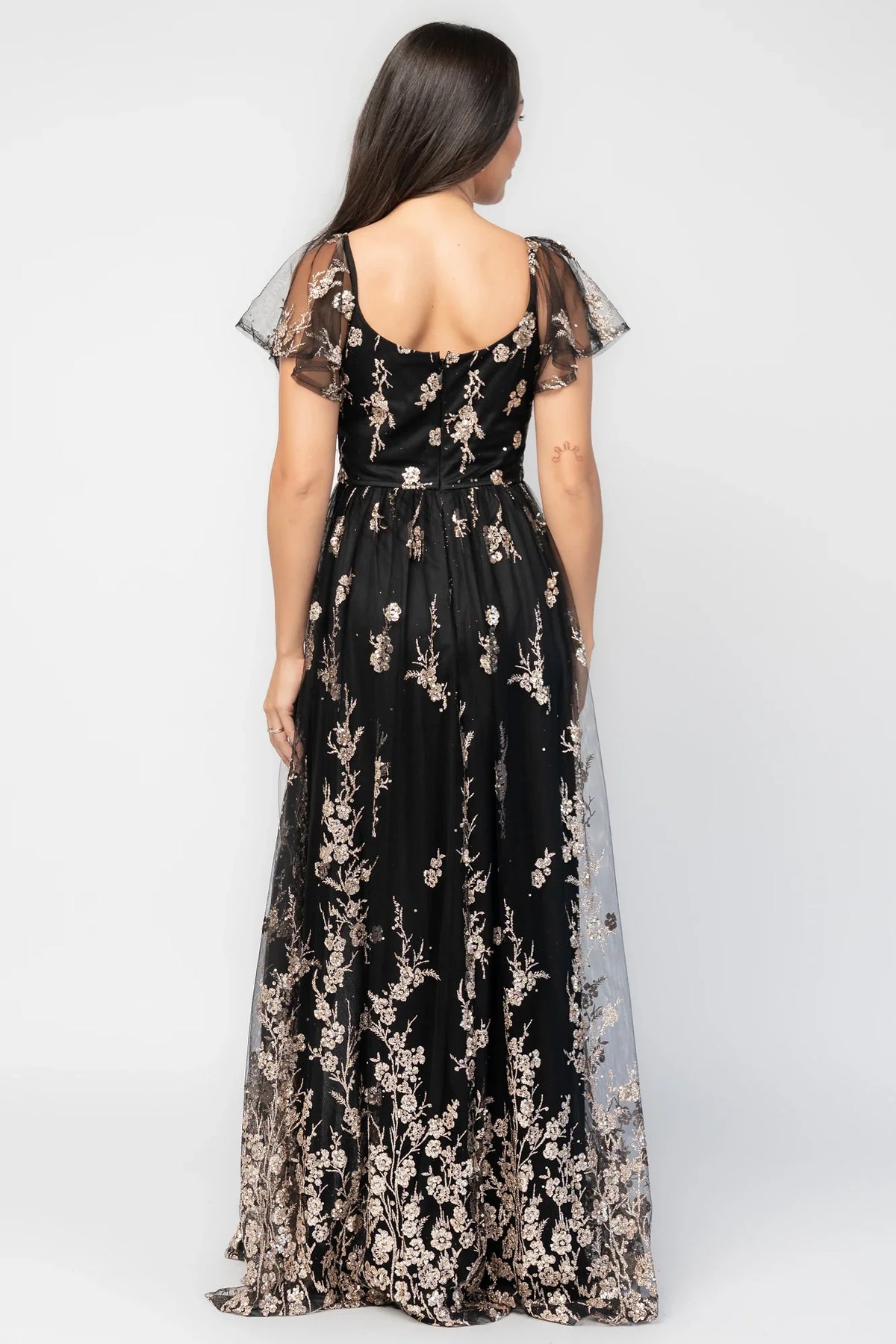Esmerelda Shimmer Gown | Black + Rose