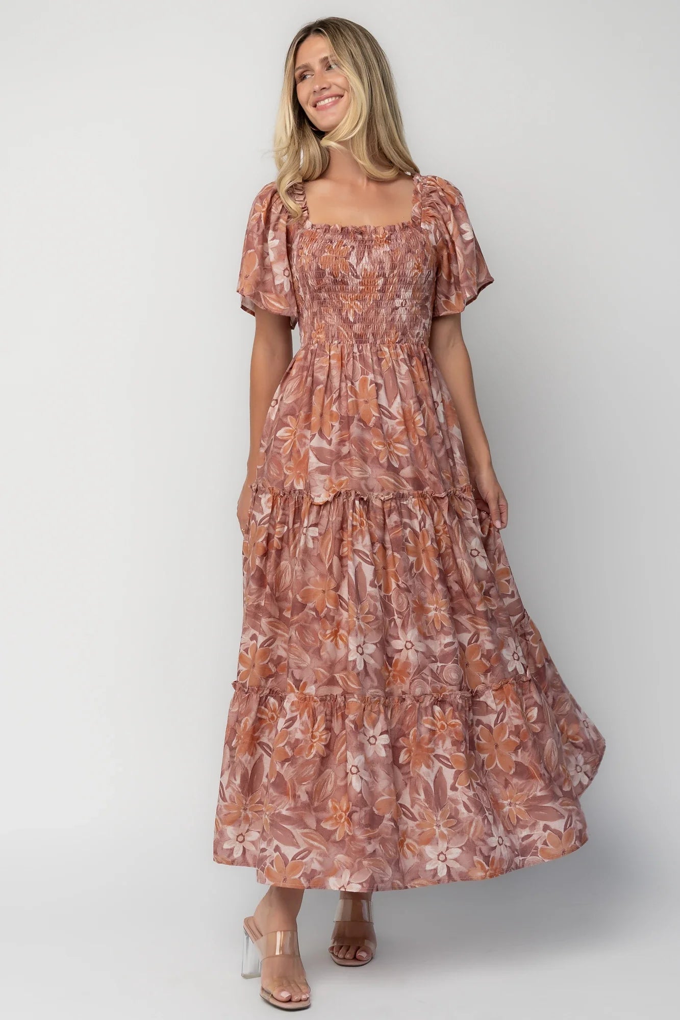 Southampton Smocked Maxi Dress | Dusty Mauve Floral Secondary image