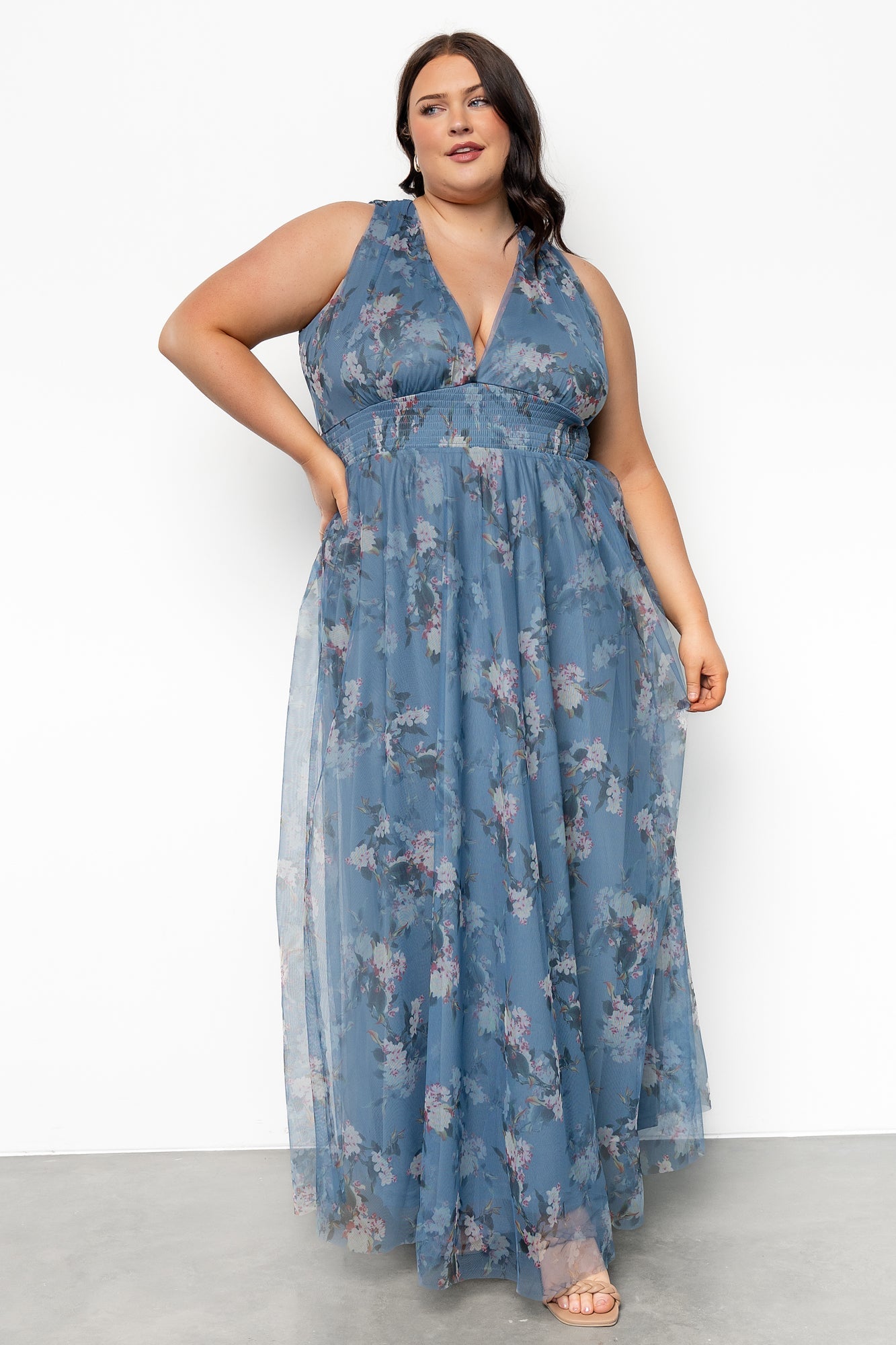 Kamila Tulle Maxi Dress | Blue Multi Floral Secondary image