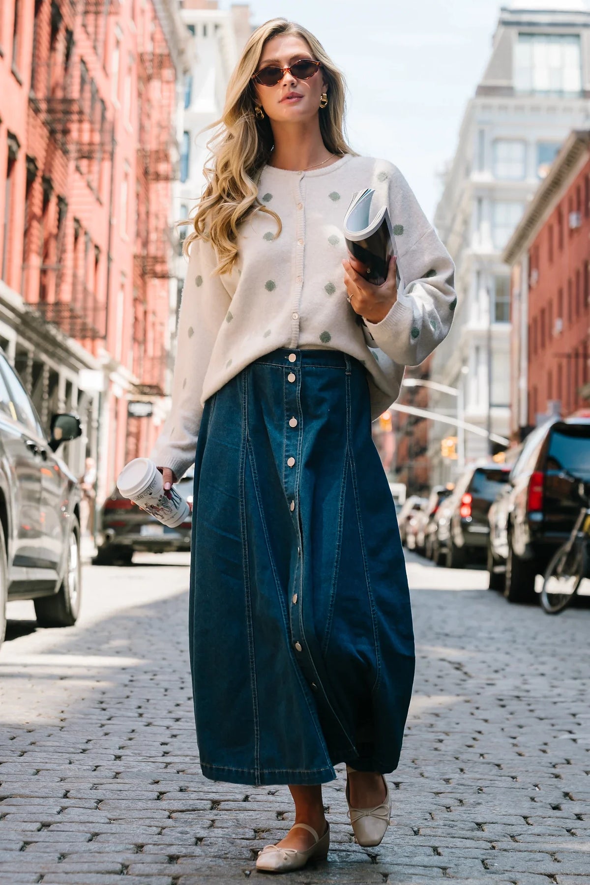 Cece Button Down Denim Skirt | Dark Wash