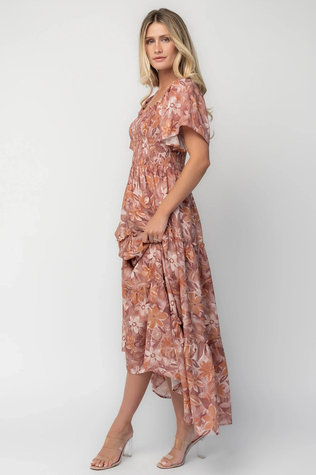 Southampton Smocked Maxi Dress | Dusty Mauve Floral