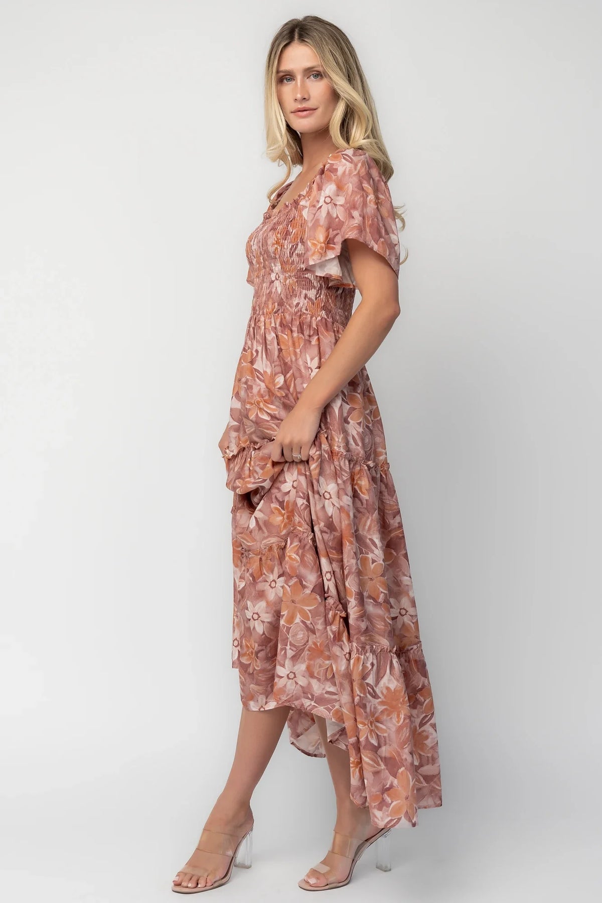 Southampton Smocked Maxi Dress | Dusty Mauve Floral