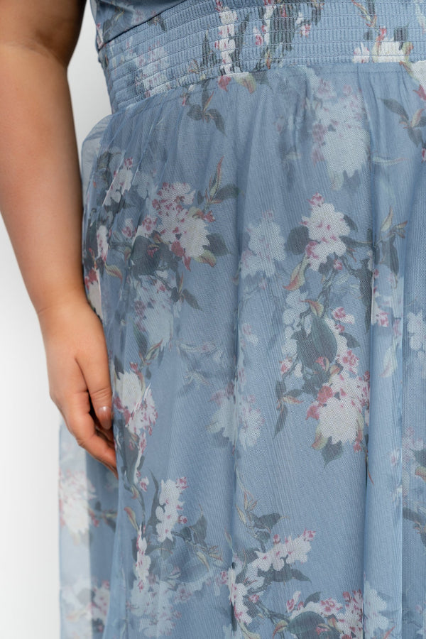 Kamila Tulle Maxi Dress | Blue Multi Floral