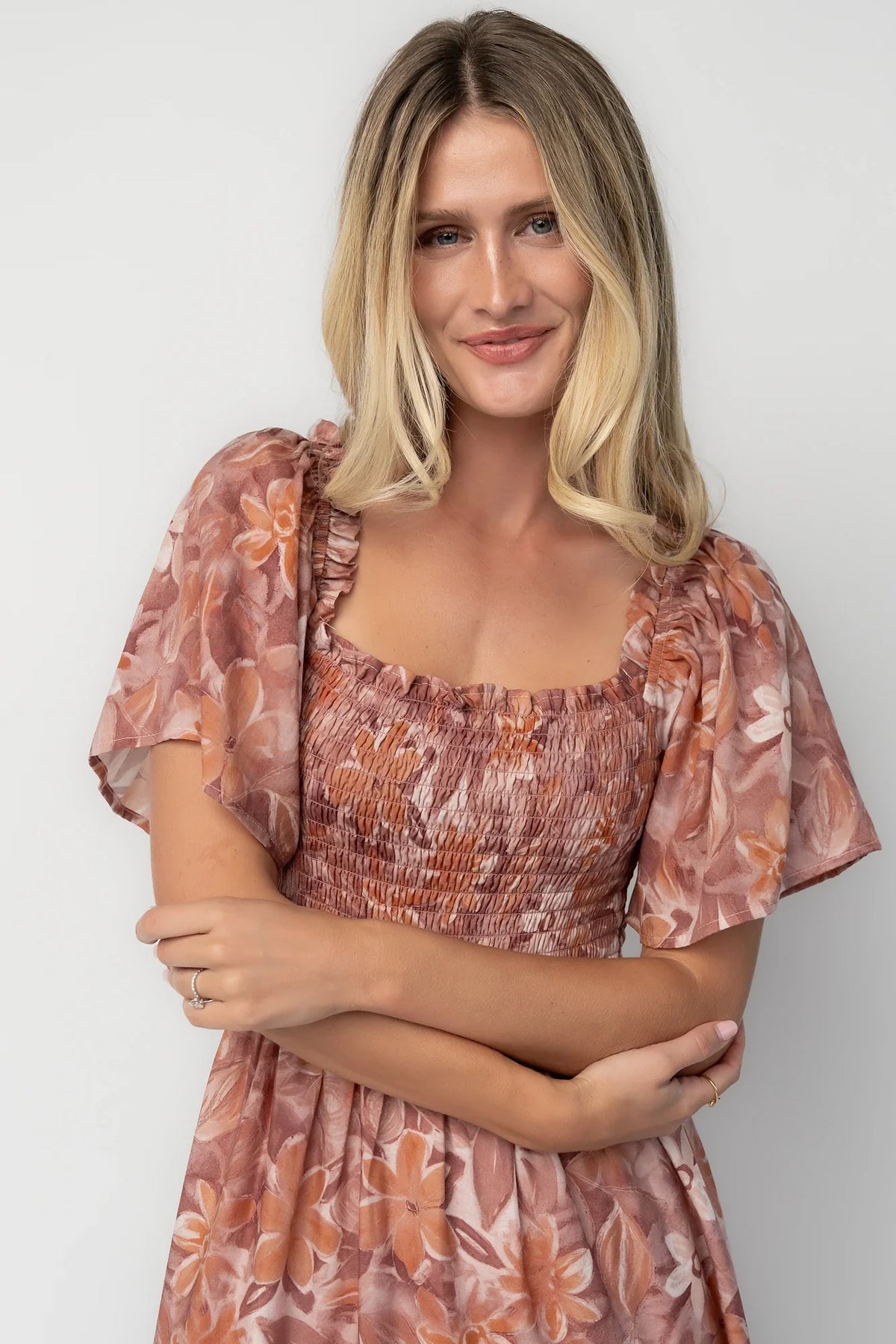 Southampton Smocked Maxi Dress | Dusty Mauve Floral