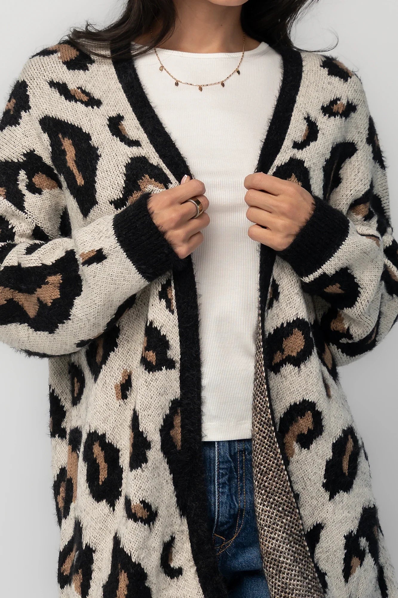 Jeter Open Cardigan | Leopard Print Secondary image