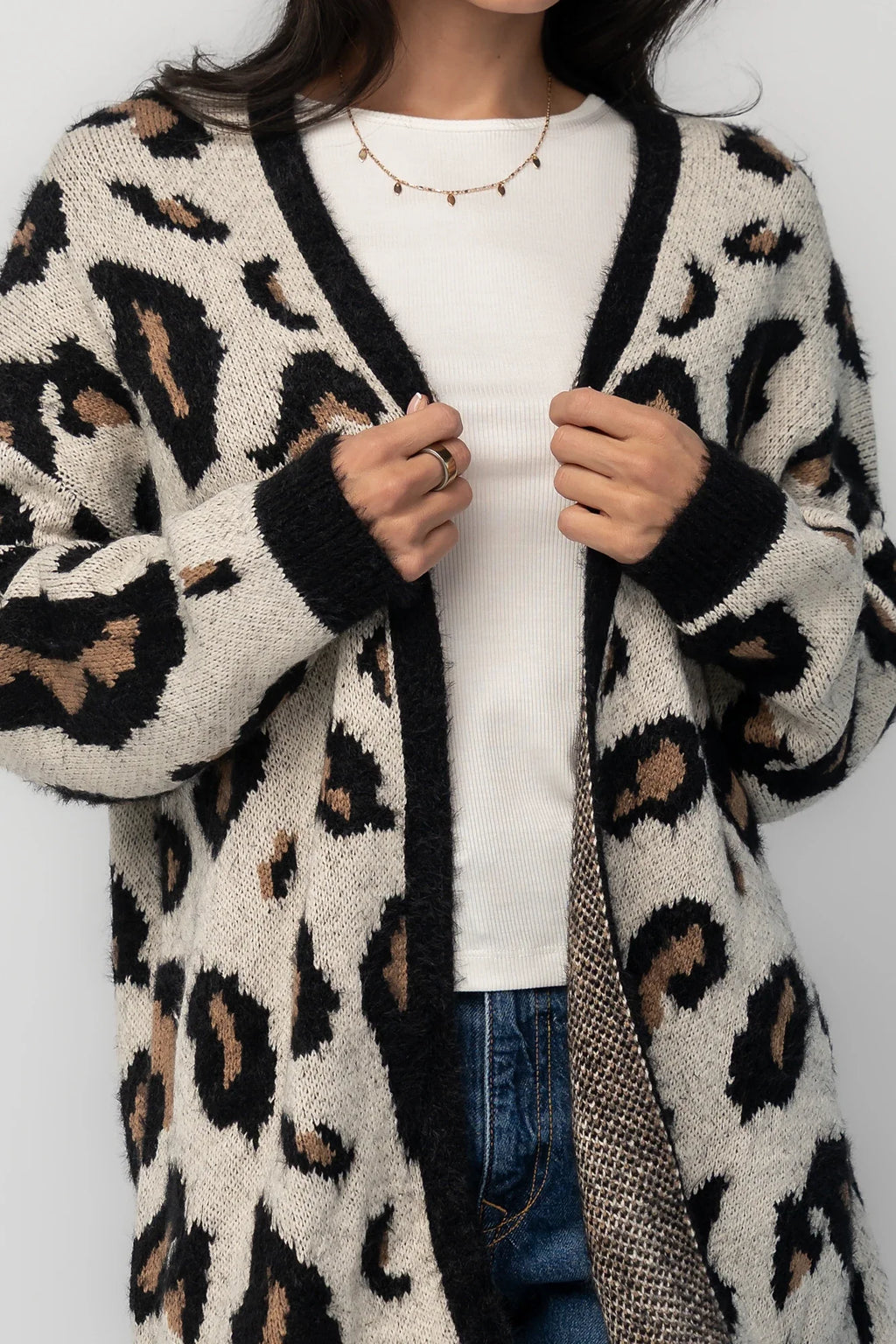 Jeter Open Cardigan | Leopard Print