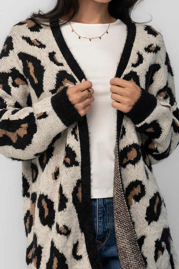 Jeter Open Cardigan | Leopard Print