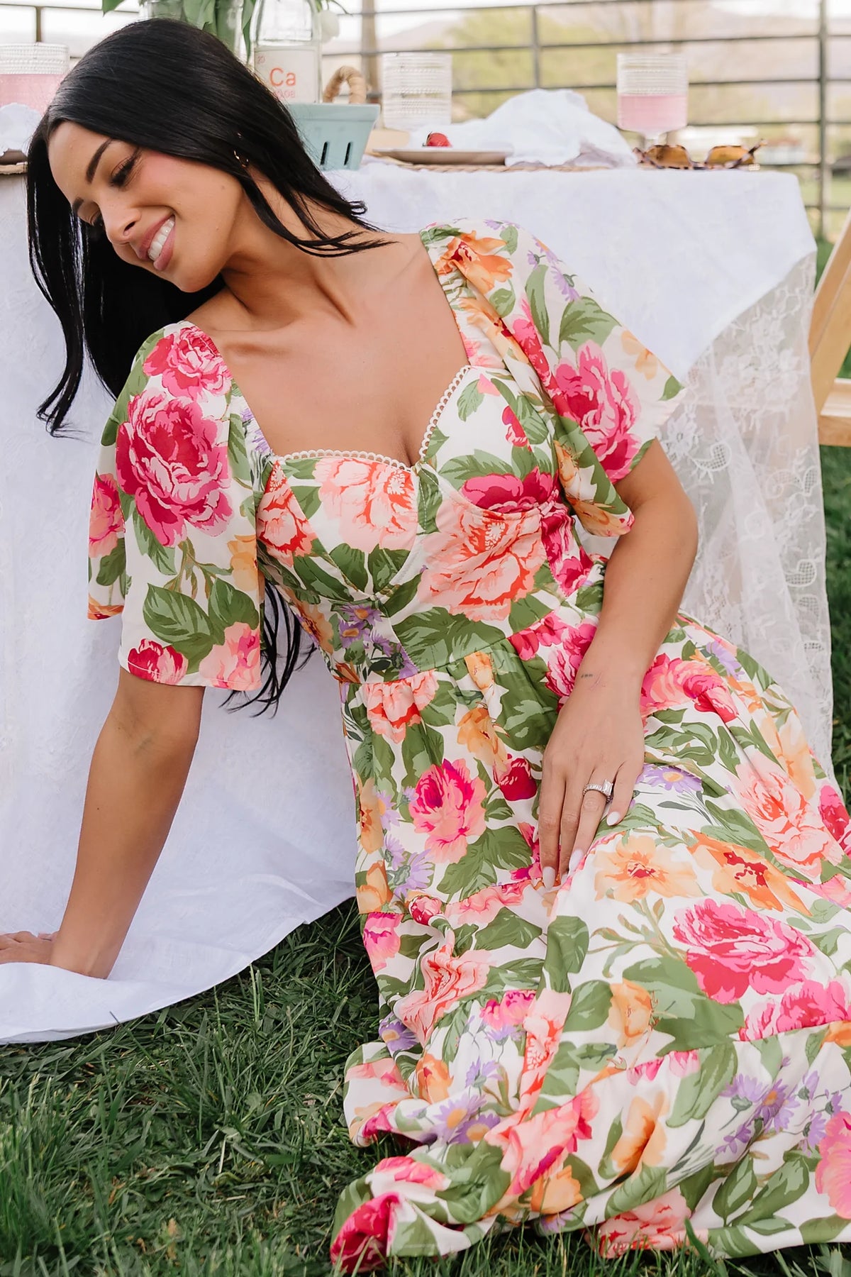 Paislee Midi Dress | Multi Floral