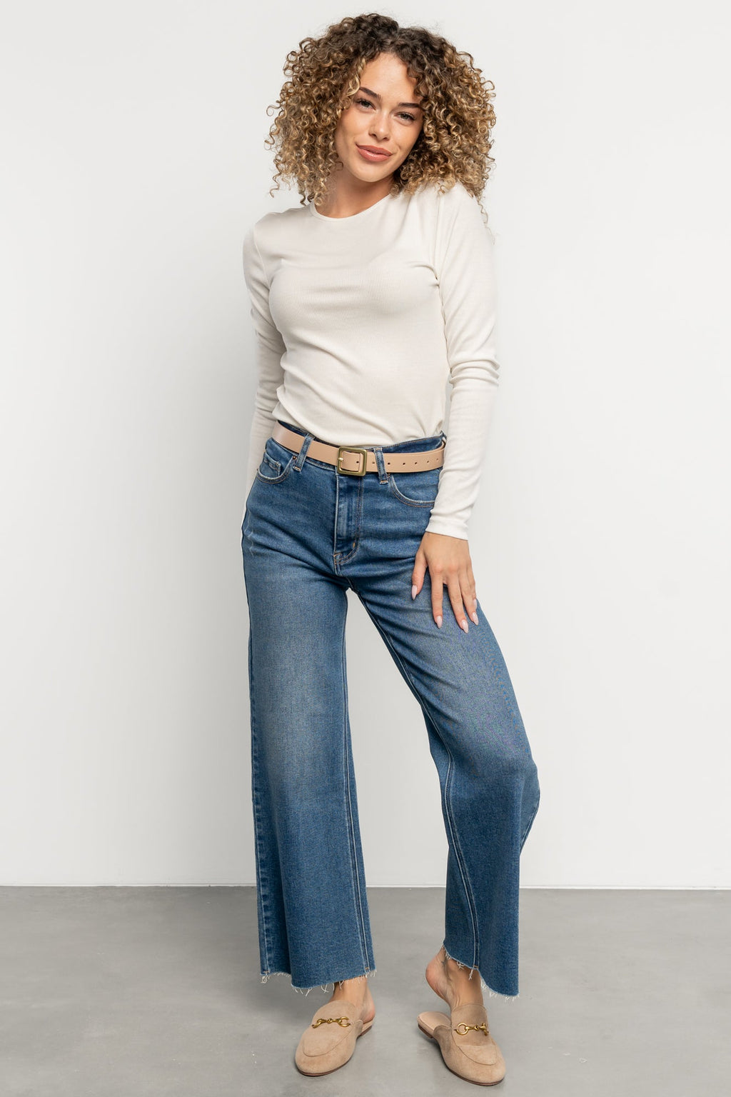 Deborah Buckle Belt | Nude Beige