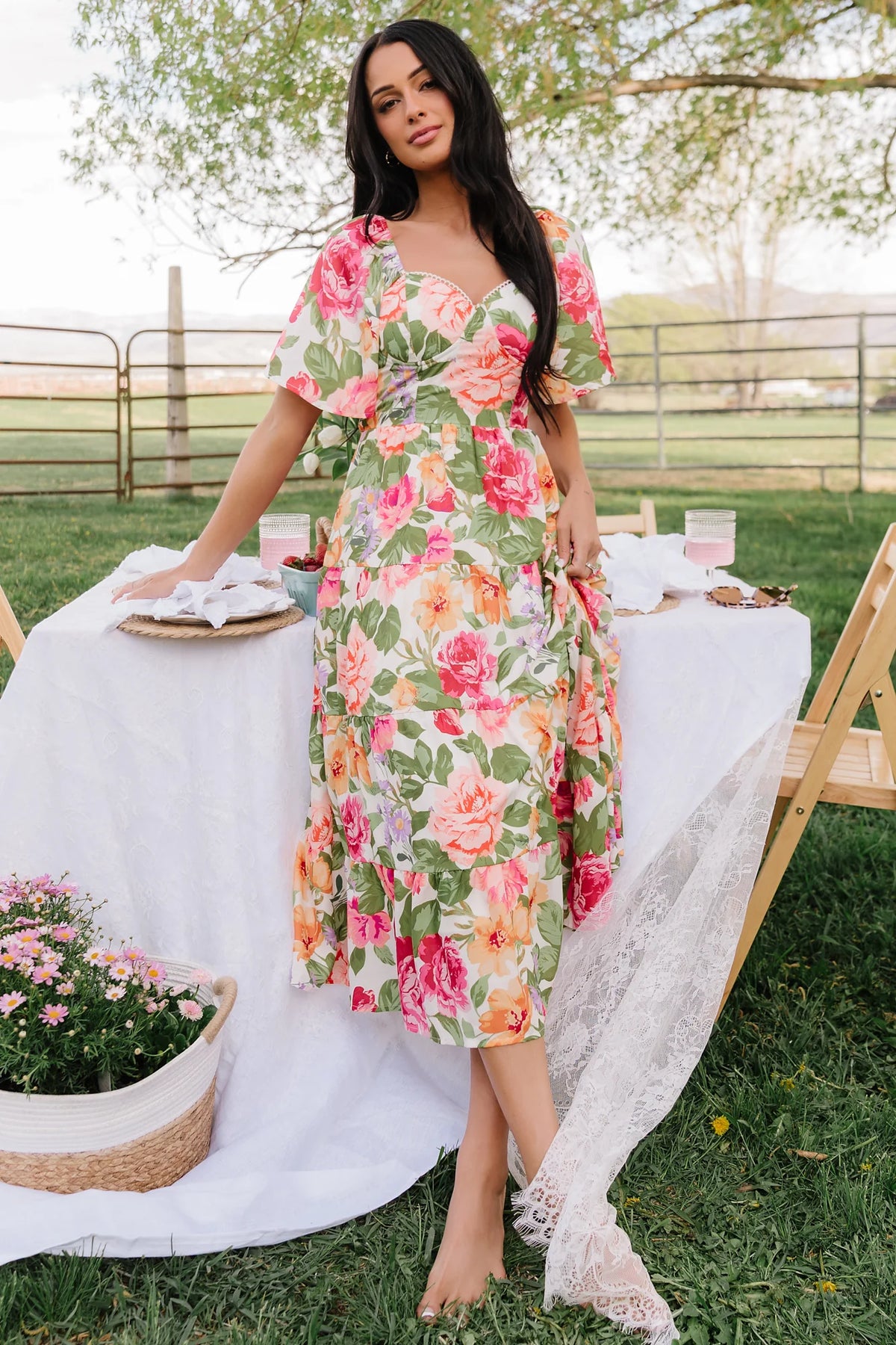 Paislee Midi Dress | Multi Floral