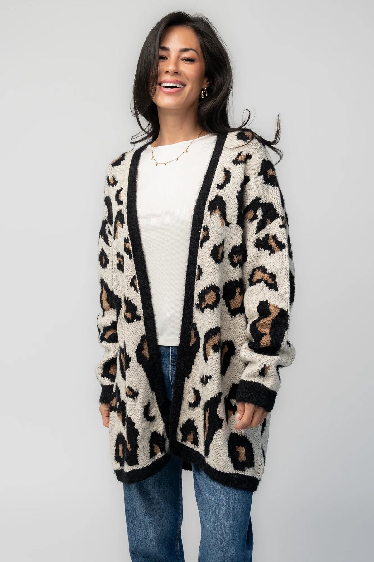 Jeter Open Cardigan | Leopard Print Main image