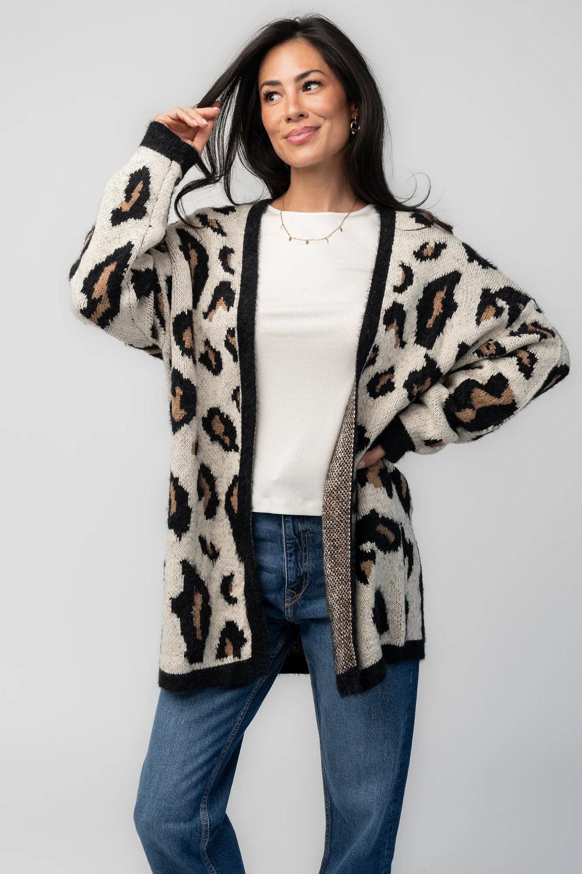 Jeter Open Cardigan | Leopard Print