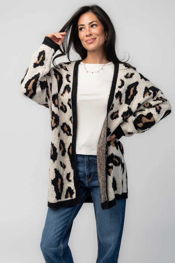 Jeter Open Cardigan | Leopard Print
