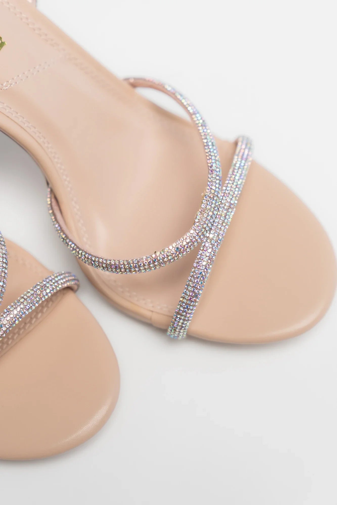 Glisten Ankle Strap Heel | Nude + Silver Secondary image