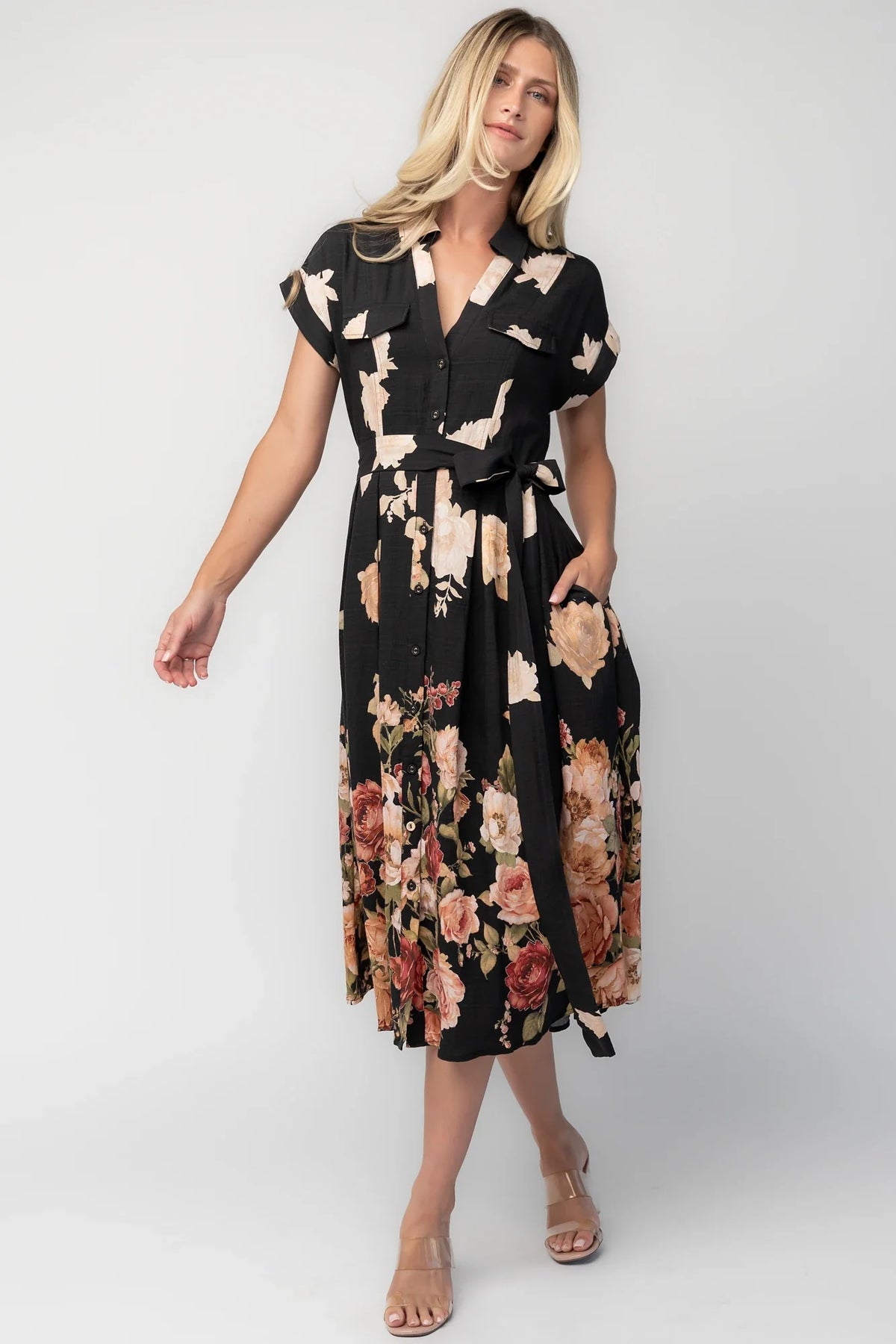 Pembroke Midi Dress | Black Floral Main image