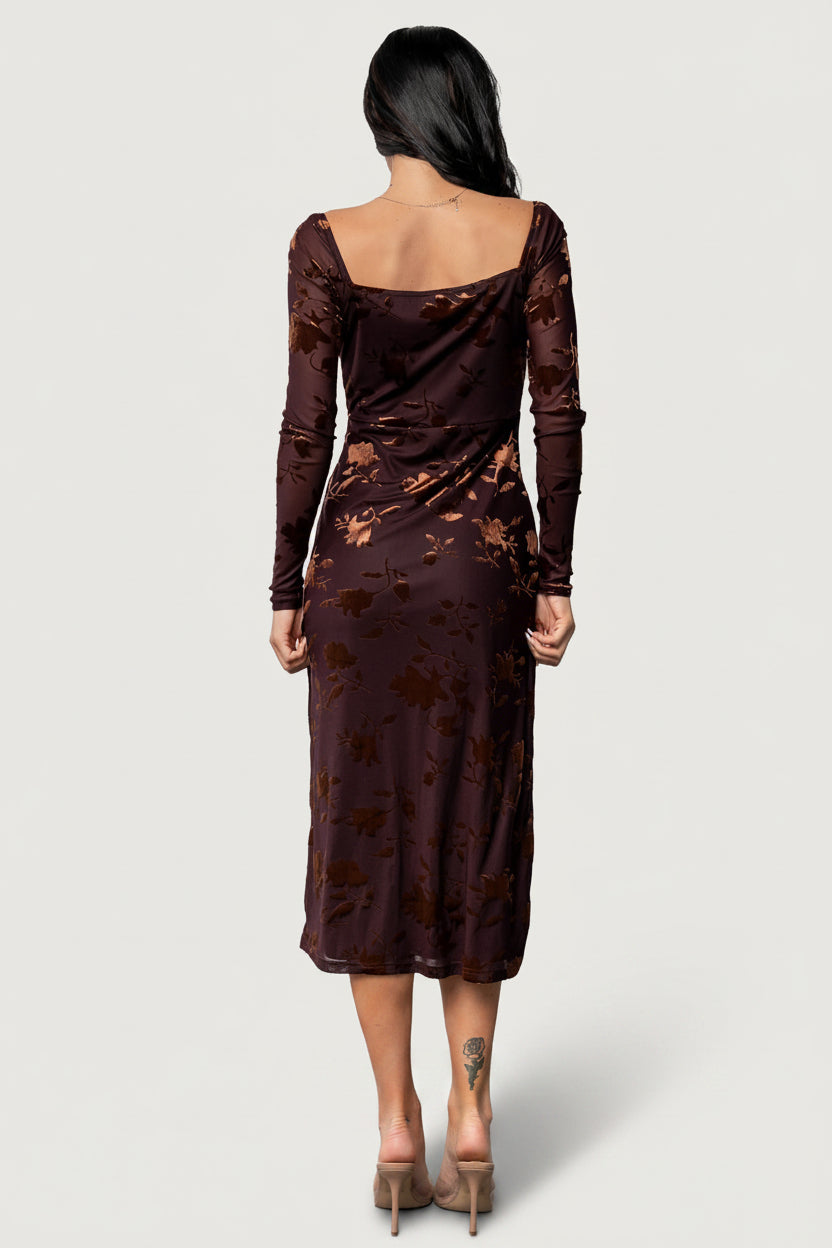 Tamara Midi Dress | Deep Plum + Dark Bronze Floral Secondary image