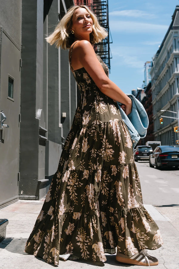 Silvia Tiered Maxi Dress | Olive + Blush