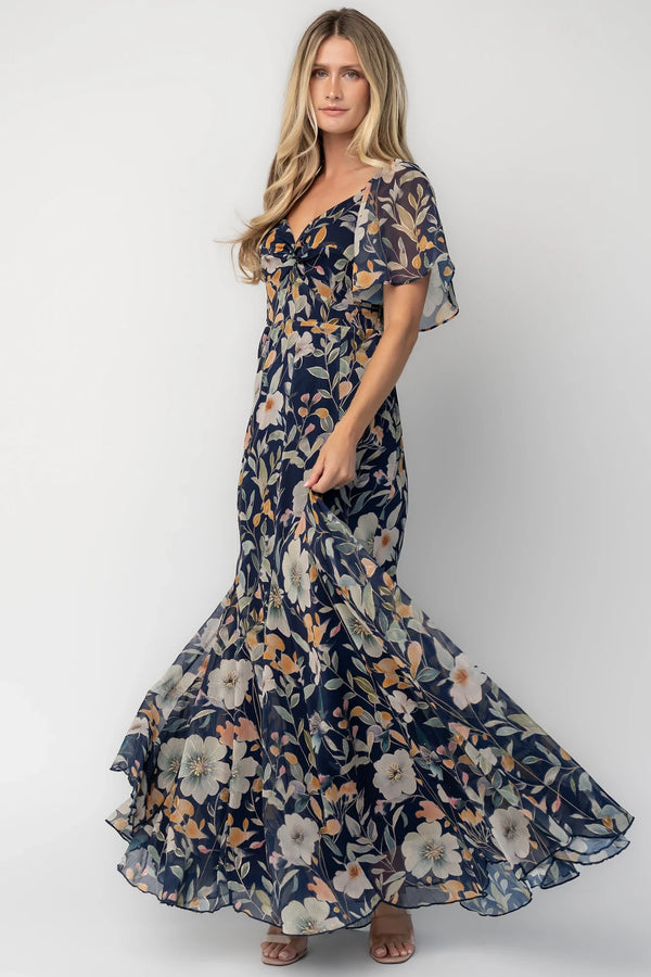 Positano Maxi Dress | Navy Multi