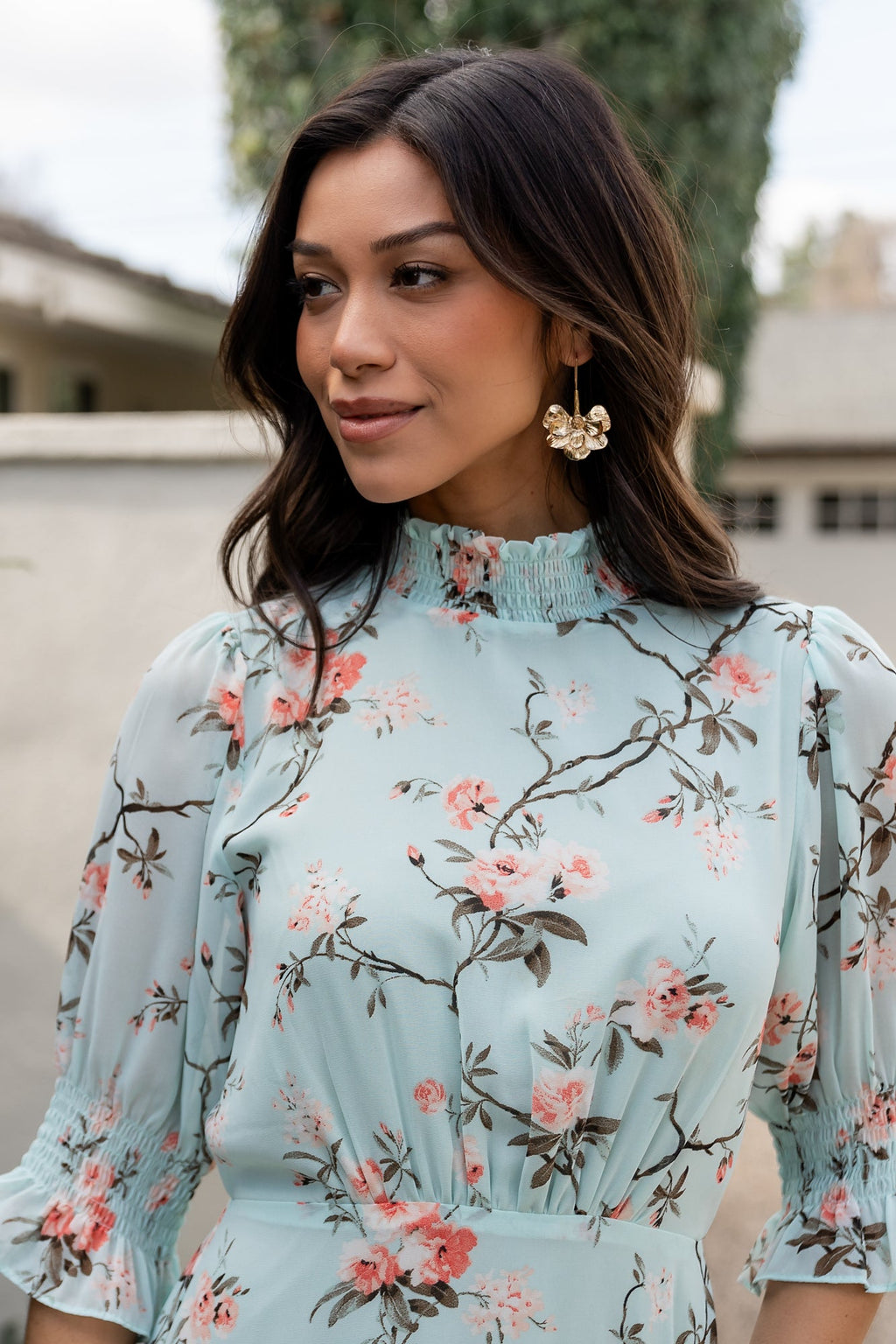Marie Mock Neck Maxi Dress | Sage Floral
