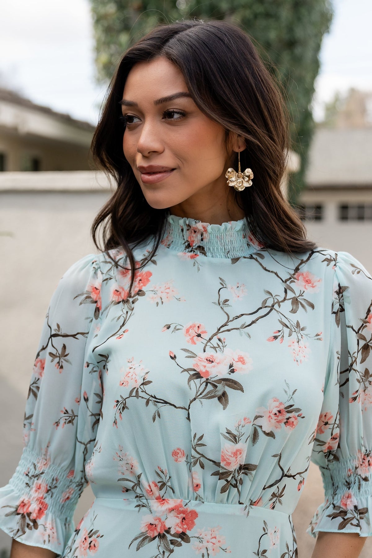 Marie Mock Neck Maxi Dress | Sage Floral