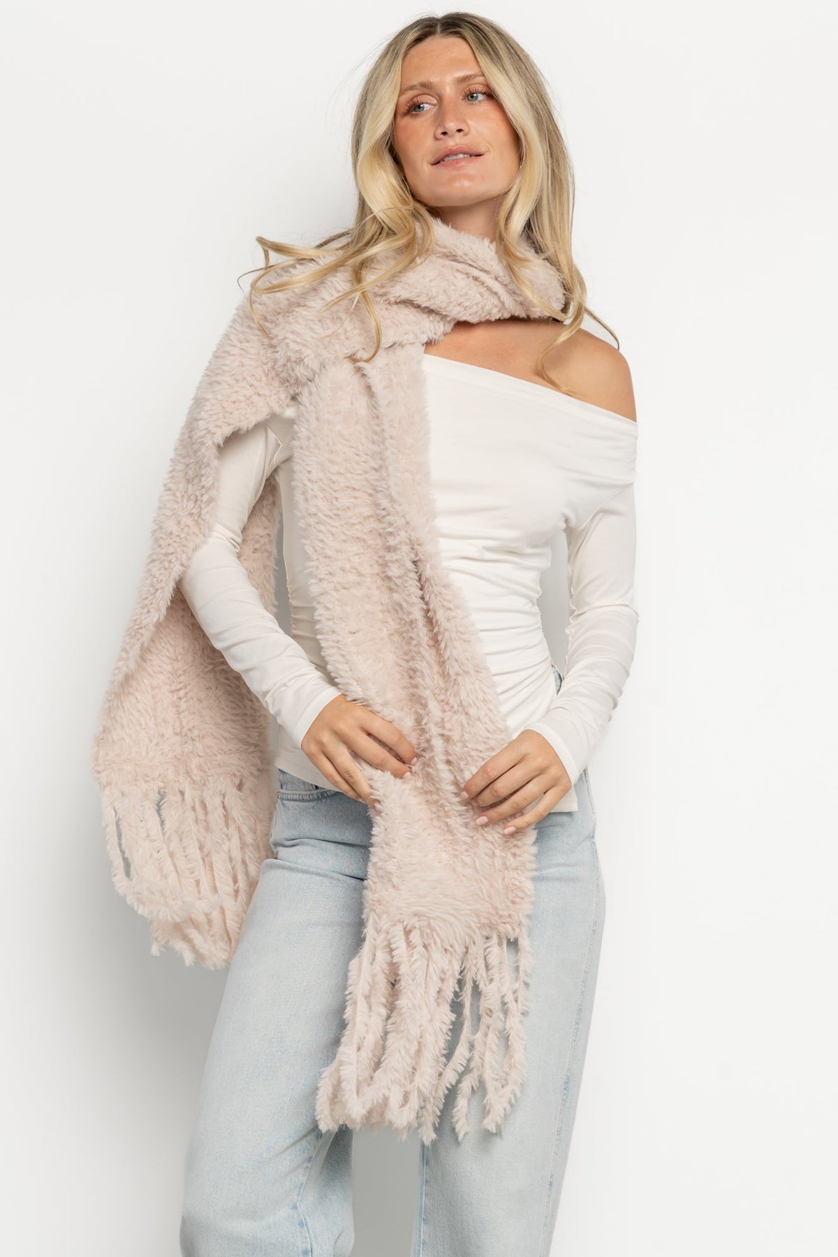 Felicity Soft Blanket Scarf | Light Beige Main image