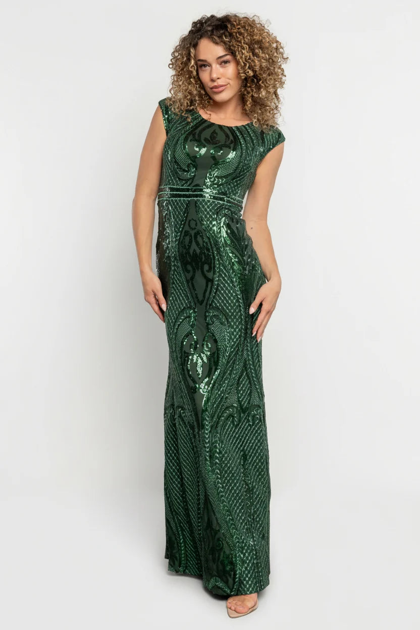 Alessia Sequin Gown | Green Main image