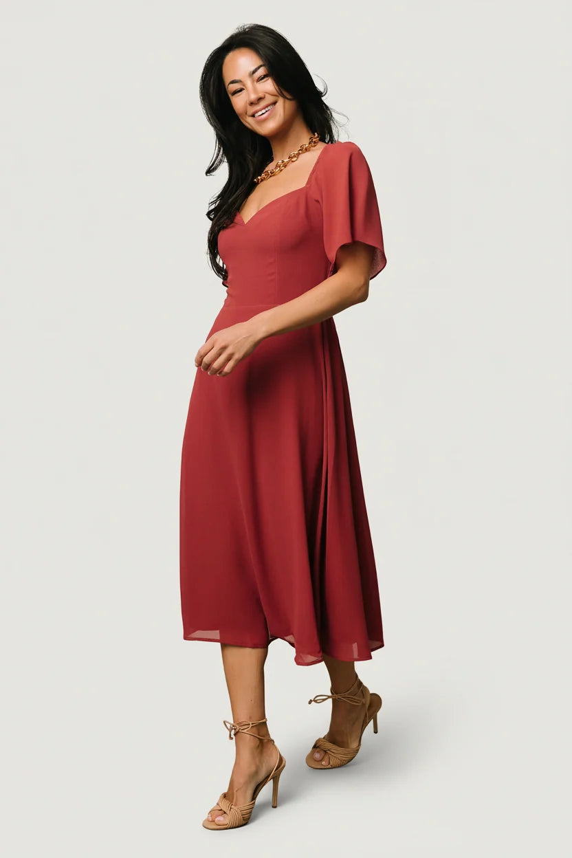 Colette Sweetheart Midi Dress | Terracotta