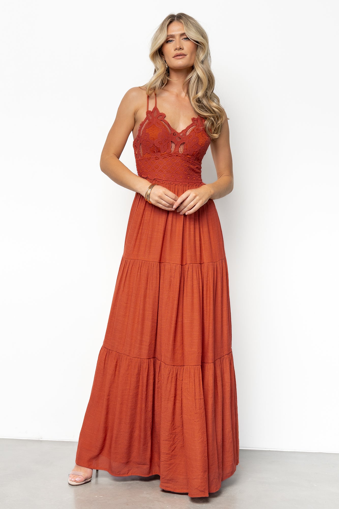 Summerlin Lace Top Maxi Dress | Rust Secondary image